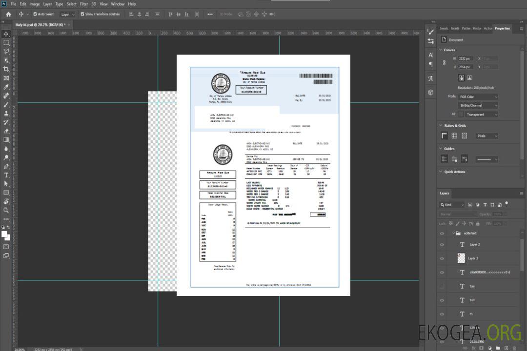 Facture commerciale du service des eaux de Floride, SCR template Facture commerciale du service des eaux de Floride, SCR template